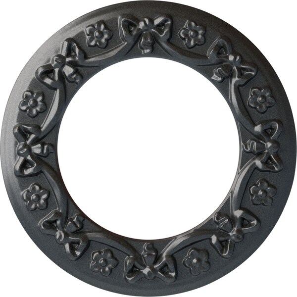 Ekena Millwork Ribbon with Bow Ceiling Medallion (Fits Canopies up to 7 1/2"), 12 1/4"OD x 7 1/2"ID x 7/8"P, Pewter CM12RIPES - main